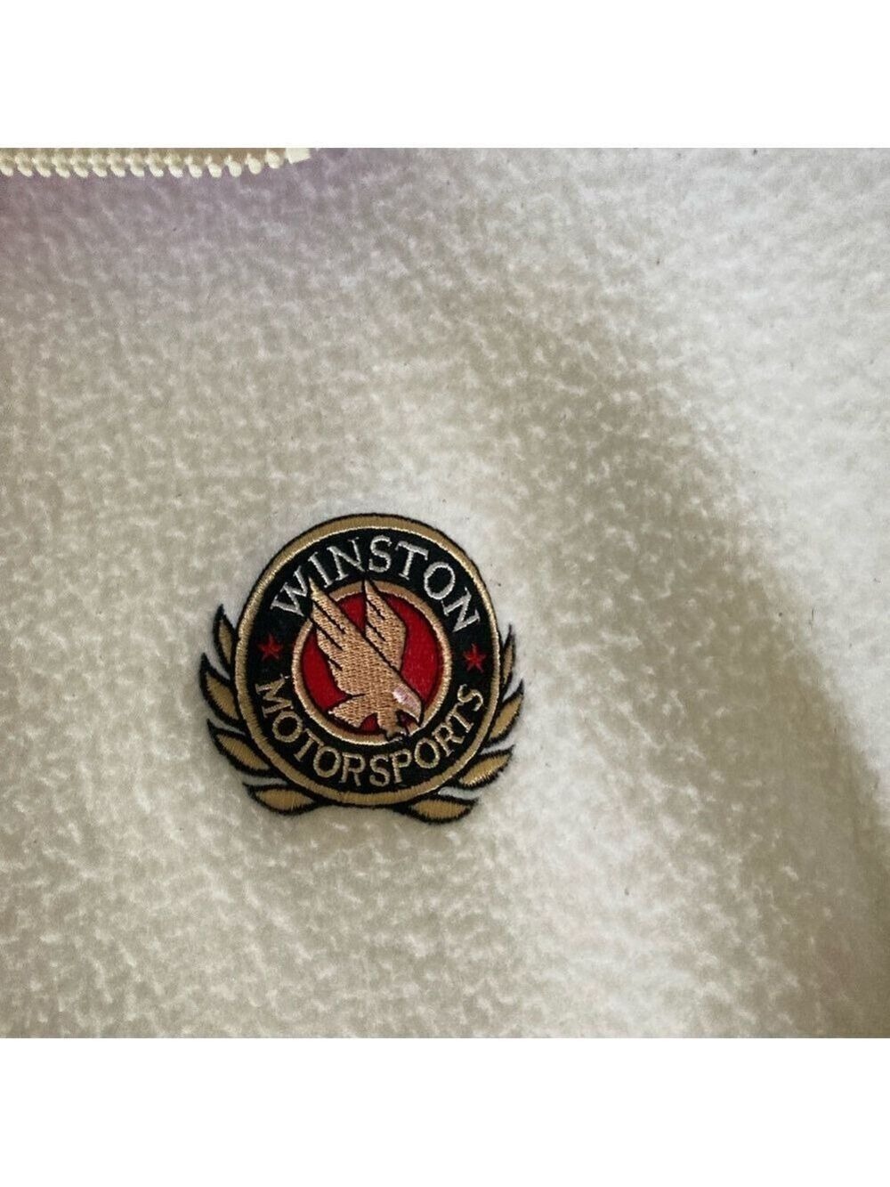 Vintage WINSTON MOTORSPORTS FULL ZIP FLEECE JACKET Large WHITE NASCAR RACING 90s - Picture 2 of 5